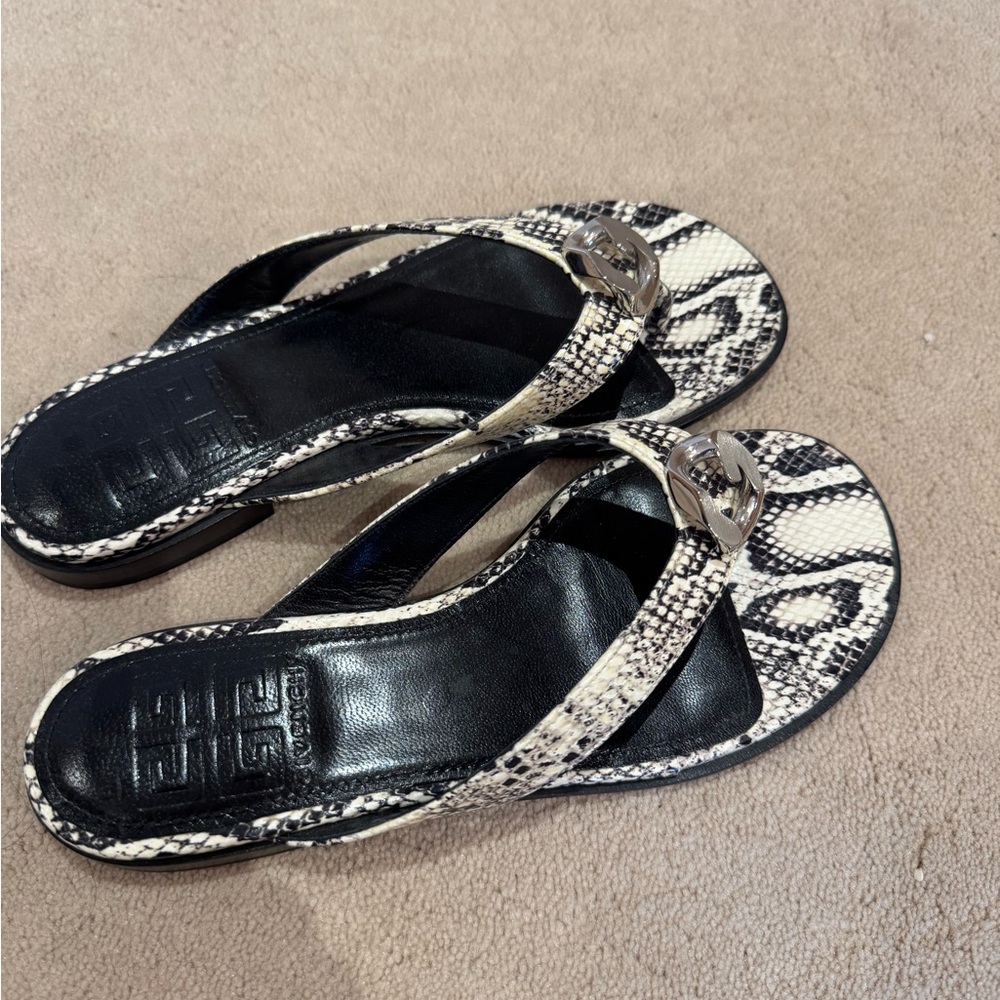 Givenchy Black and White Snakeskin Sandals